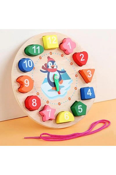Choice Nb128c1 Wooden Blocks Puzzle Shape Number Color Sorting Clock Montessori Toys For Kids Early Educat