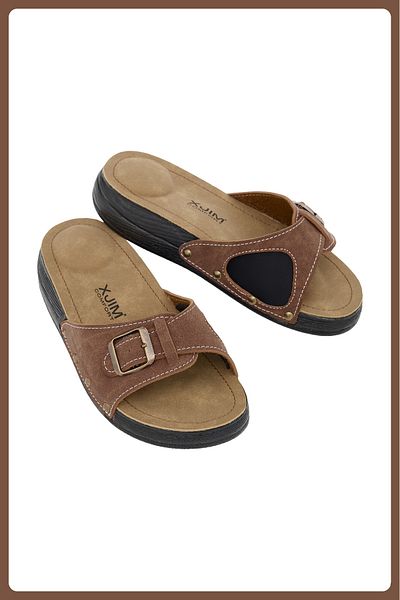 XJIM Women's Tan Orthopedic Slippers Hallux Heel Spur Bone Protrusion Supported Comfortable Daily Summer