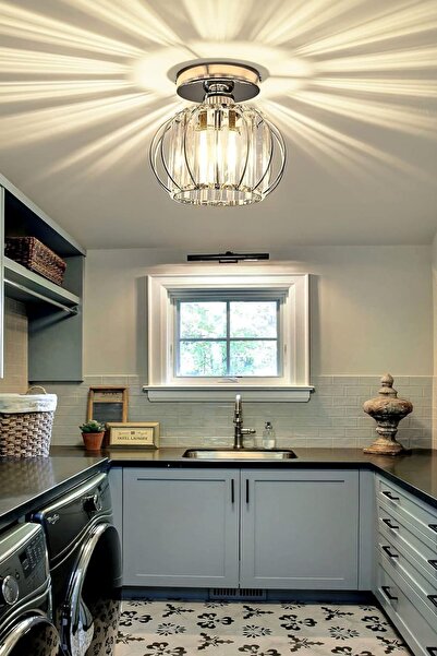 Luna Lighting Bella Luce Model Krom Renk Kaplama Metal Kristal Taşlı Yatak Salon Oturma Odası Plafonyer Avize