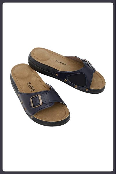 XJIM Women's Navy Blue Orthopedic Slippers Hallux Heel Spur Bone Protrusion Supported Comfortable Daily Summer