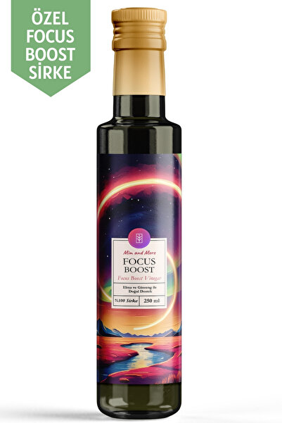 Mim and More Focus Boost Sirke – Elma ve Ginseng Özlü, %100 Doğal, Katkısız Sirke, 250 ml