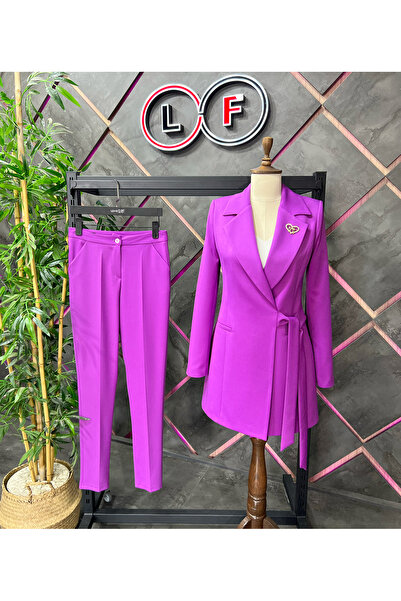 nodilife Bağlamalı Kadın Takım Elbise Mürdüm