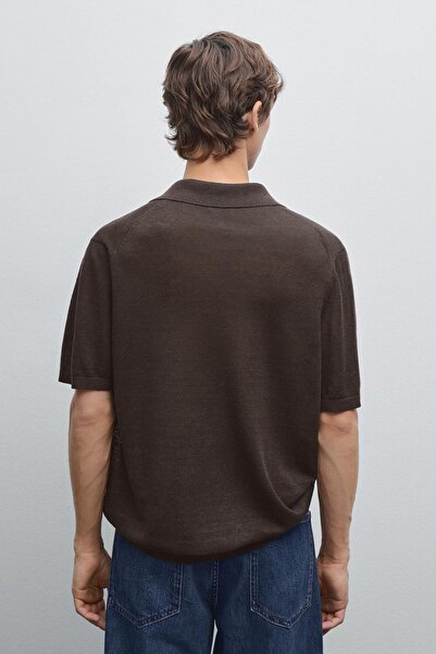 Massimo Dutti %100 keten triko polo yaka t-shirt