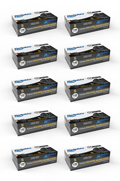 Dolphin Çok Amaçlı Siyah Nitril Eldiven (s) 100lü Paket 10 Adet (gıdaya Uygun)