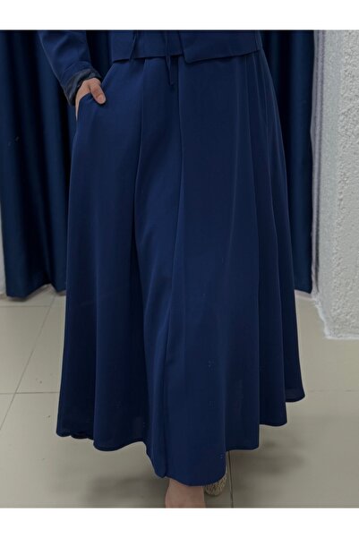 MİHRA STORE Σετ με φούστα Interlock με πλαϊνή δέσιμο μπουφάν Ela-EK-Z-227 Navy Blue