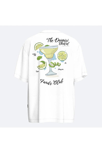 Fandr Store تي شيرت أبيض كبير الحجم لكوكتيل دايكييري للجنسين