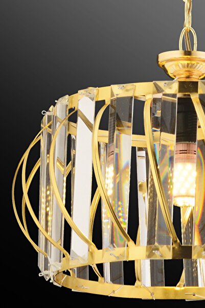 Luna Lighting Luxury Gold 27 Cm Kristal Taşlı Avize