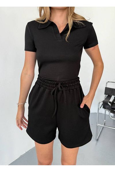 İLKCET MODA مجموعة شورت تي شيرت برقبة على شكل حرف V من القماش المودال