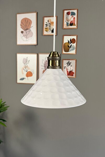 Bamyum Rumy Beyaz Tekli Avize Lale Başlık Sarkıt Ofis Showroom Salon Mutfak A...