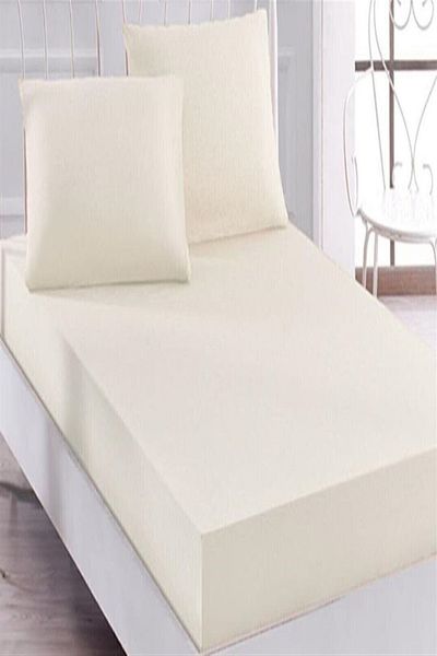 MORE HOME Single Fitted Sheet Set Pillow Case Cream