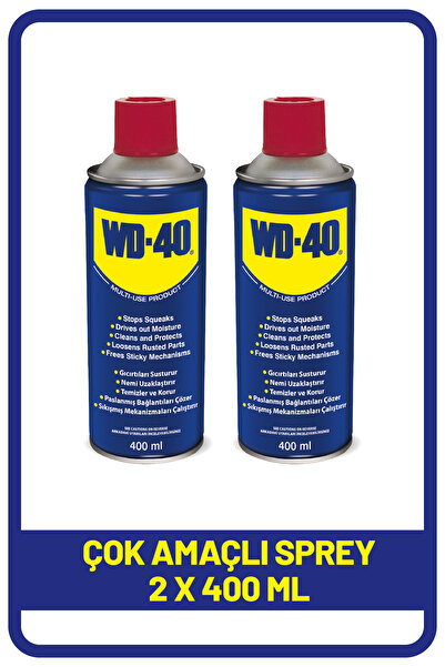 WD-40 Çok Amaçlı Temizleyici ve Yağlayıcı Sprey - 400 ml x 2 Adet | Pas Sökücü ve Koruyucu