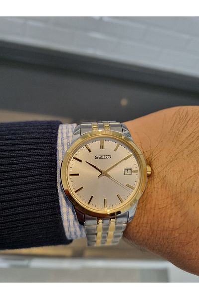 Seiko Metallic Steel Bracelet Two Color 10 Atm Waterproof Men Wristwatch
