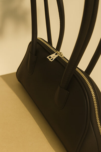 Nova Black Color Classic Form Double Handle Hand and Shoulder Bag