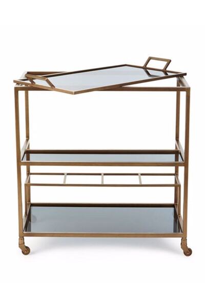 MERZANA Elegant Tepsili Servis Arabası, Metal Sunum Arabası