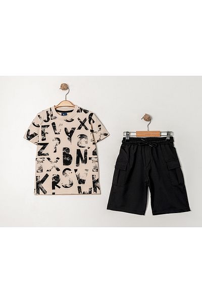 e-çocuk Letter Printed 2-Piece Boy's Suit 60295
