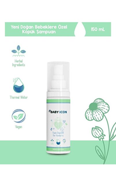 Baby İcon %100 Doğal Organik Vegan Yenidoğan Bebek Köpük Şampuanı 150 ML Konak Önleyici Şampuan
