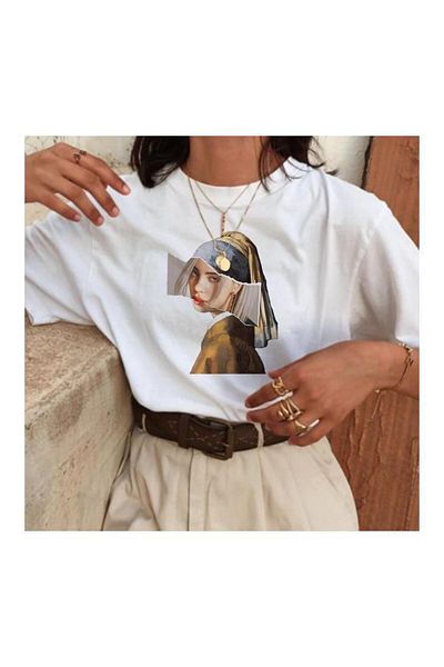 Köstebek Art - Billie Eilish Dívka s perlovou náušnicí Unisex tričko