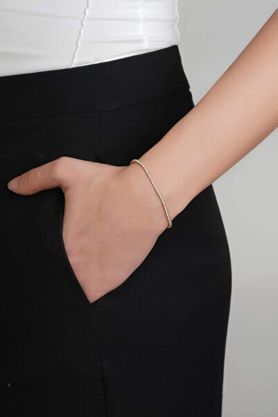 So CHIC... 18 Ayar Rose Altın Kaplama Gümüş 19 Cm Su Yolu Bileklik