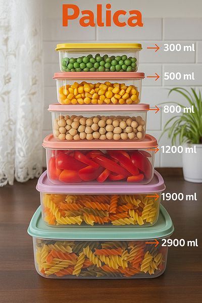 Palica 6-Piece Storage Container Set Organizer - Suitable for Microwave and Deep Freezer Organizer Colorful