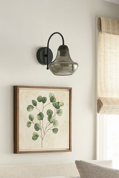 Modavize Fora Retro Rustic Black Color Living Room - Kitchen - Cafe Smoked Glass Sconce
