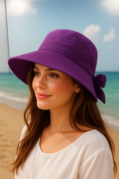 MYZİ STORE Bow Detailed Bucket Women's Visor Summer Hat (Size Adjustable)