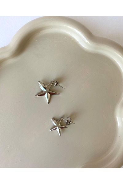 marsel aksesuar Xuping Elegant Silver Star Earrings with Zircon Stone