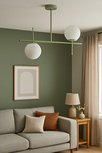 Modavize Feris Modern Design Living Room Kitchen Bedroom Green Color White Glass 2-Piece Chandelier