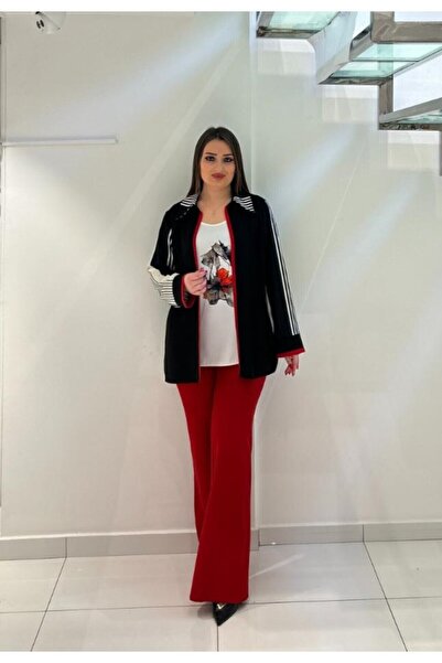 DE WHITES Plus Size 2-Piece Striped Jacket and Pants Suit