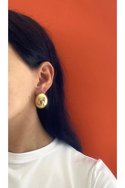 marsel aksesuar Xuping Oval Button Gold Earrings