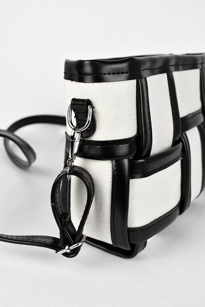 birizmoda Geantă de mână și de umăr din pânză împletită pentru femei - neagră