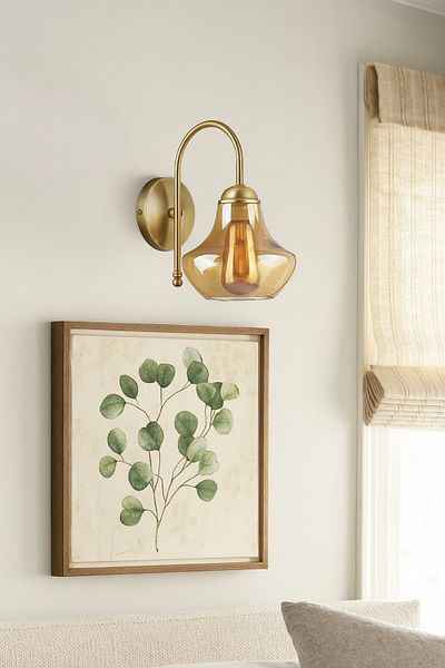 Modavize Fora Living Room - Kitchen - Bedroom Retro Rustic Antique Honey Glass Sconce