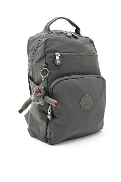 Sanmorris Unisex Crinkle Fabric - Water Resistant, Multi-Compartment, Medium Size, Dark Gray Laptop School and Backpack