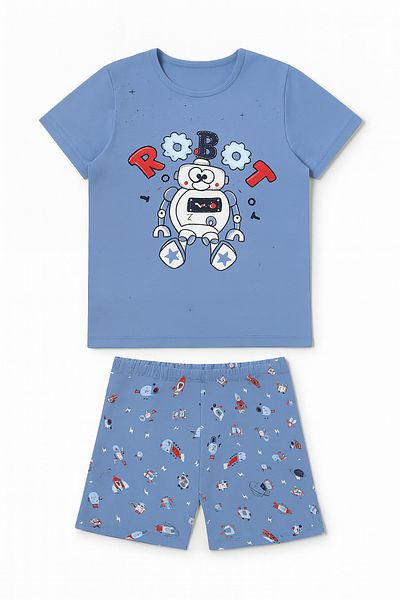 Little Frog Set pijamale de vară cu mânecă scurtă pentru băiat Set de îmbrăcăminte pentru acasă din bumbac