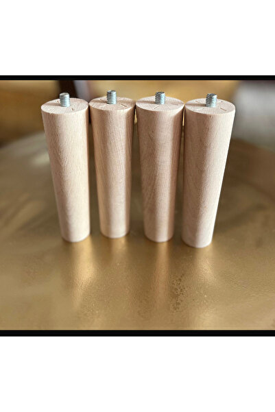 HAMADEX Picior de mobilier din lemn conic brut de 12 cm (cu dispozitiv de conectare) – 4 buc