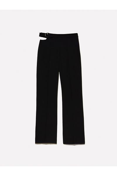 Sisley Women's Black Waist Chain Detailed Draped Trousers