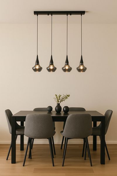 Modavize Fora Modern Black Smoke 4-Piece Pendant Lamp Chandelier - Cafe-Kitchen Living Room Decorative