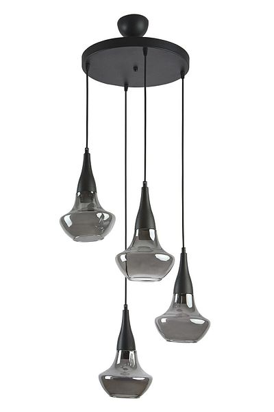 Modavize Fora Special Design 4-Piece Chandelier - Black Smoke Glass Pendant Lamp, for Living Room and Kitchen