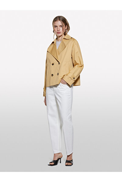 Sisley Kadın Kese Kağıdı Pamuklu Kruvaze Kısa Trençkot