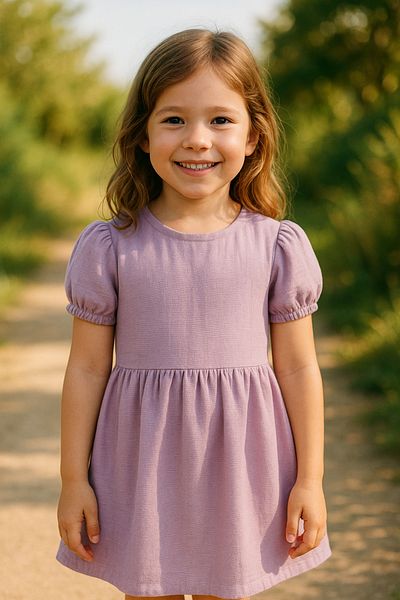 Hilal Akıncı Kids Cotton Linen Basic Dress