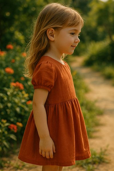Hilal Akıncı Kids Rochie de bază din bumbac și in