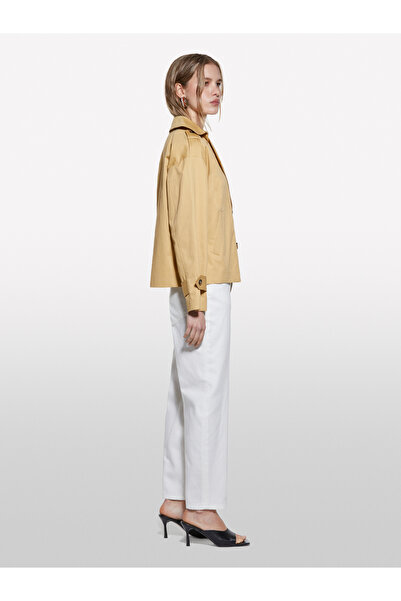 Sisley Kadın Kese Kağıdı Pamuklu Kruvaze Kısa Trençkot