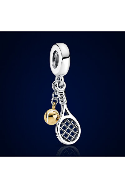Genel Markalar Tenis Raketi ve Topu Sallantılı Charm - 925 ayar gümüş