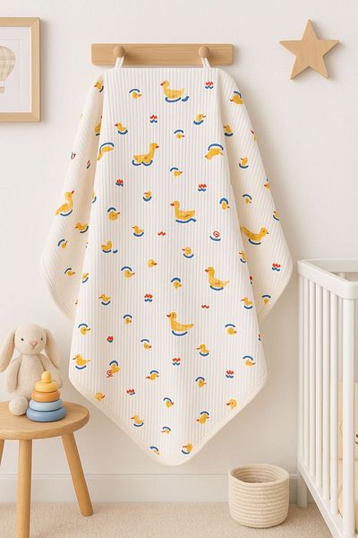 yukobaby bebeğiniz için en doğalı Duck Natural Cotton 80X90 cm Single Layer Baby Blanket İrm96