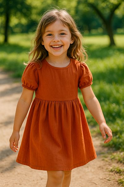 Hilal Akıncı Kids Rochie de bază din bumbac și in