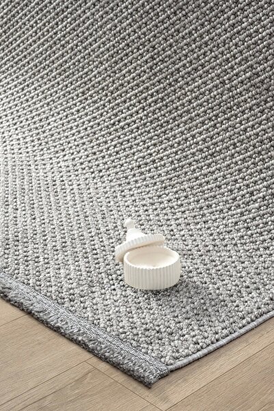 Eliz Home Gri Yumuşak Dokulu Halı Kilim Salon Mutfak Koridor Yolluk Dokuma Makine Halısı 0010
