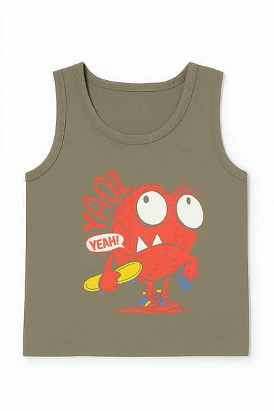 Little Frog Boys' Summer Pajamas Set Zero Sleeve Cotton Singlet Shorts Set