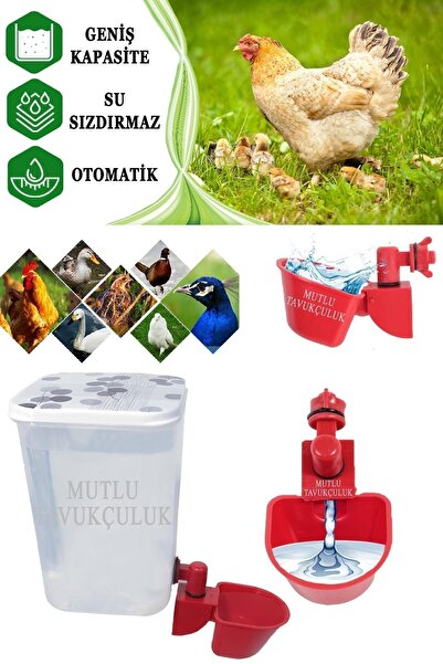 MUTLU TAVUKÇULUK Otomatik Civciv Suluğu Plastik Depo Kap Suluk Güvercin Bıldırcın Kaz Ördek Civciv Tavuk Suluğu