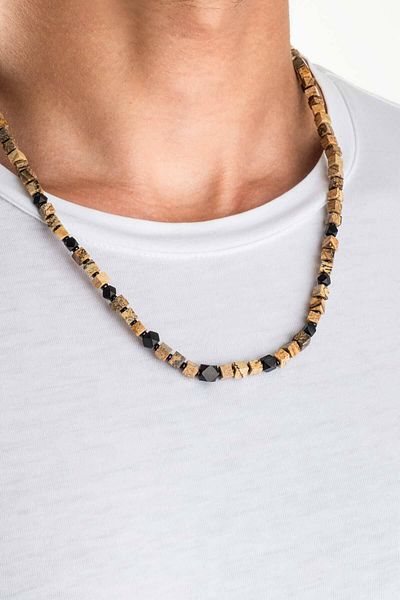 So CHIC... Jasper Stoned 55 Cm Steel Men's Necklace