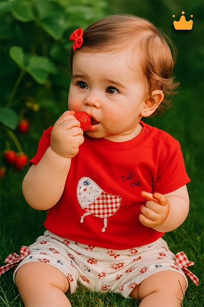 Babyhola 100% Cotton Chicken Shorts Set for Baby Girl and Child - 2318