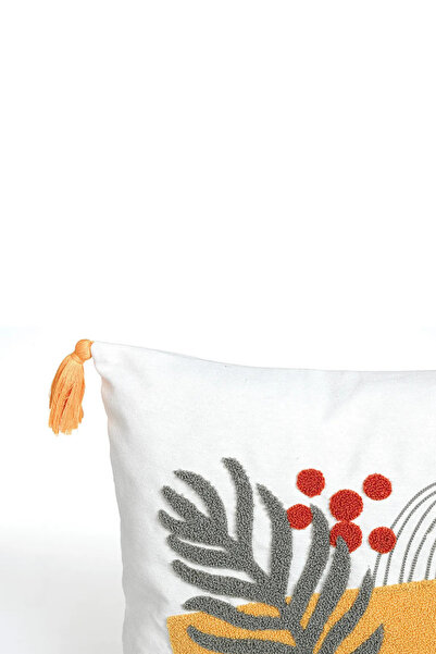 BUGİ HOME COLLECTİON Comfort Punch Patterned Throw Pillow Case Square Decorative Bohemian Embroidered Sofa Pillow Case Panç